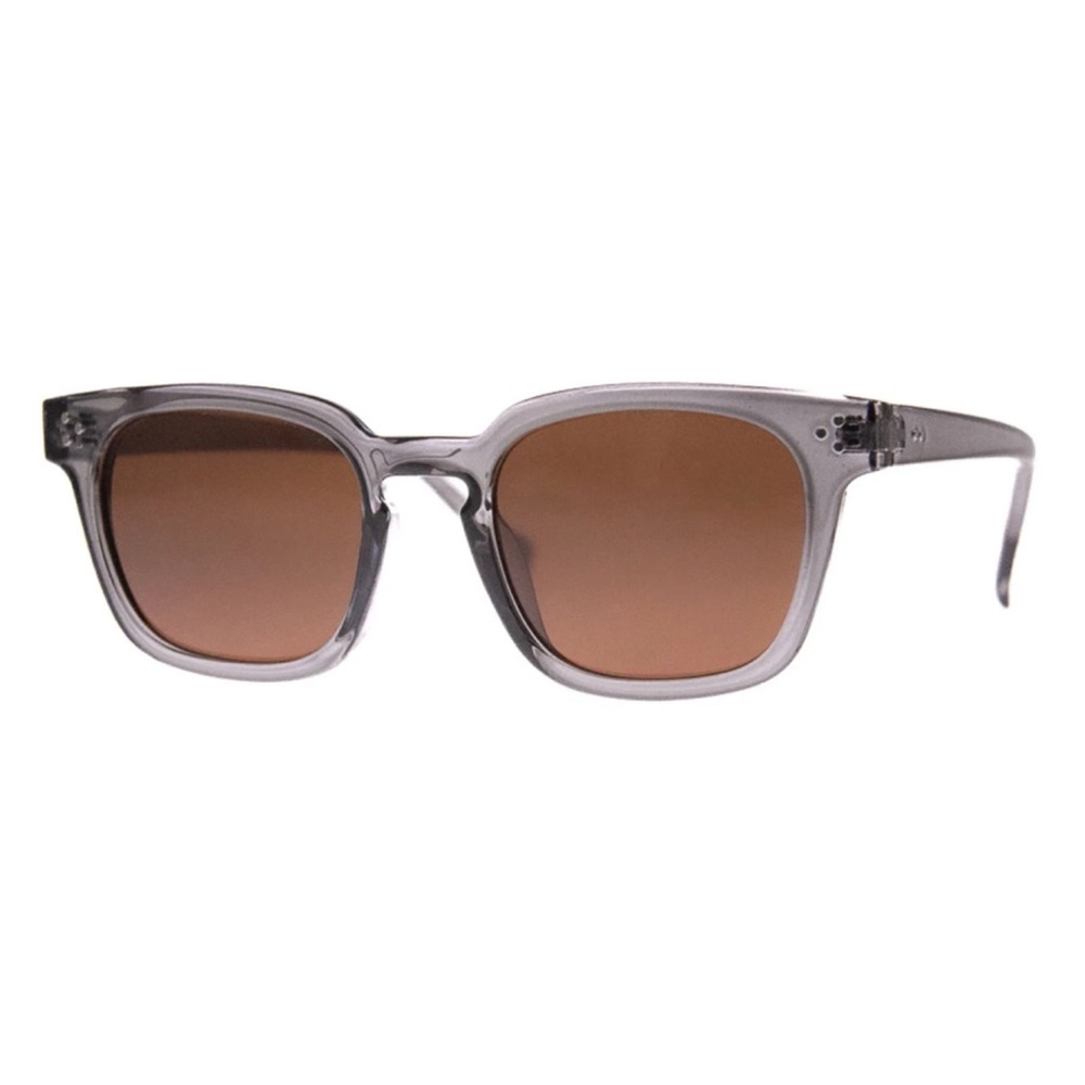 Grey clear frame Classic rectangular shape brown tinted fashion sunglasses - Picture 3 of 5